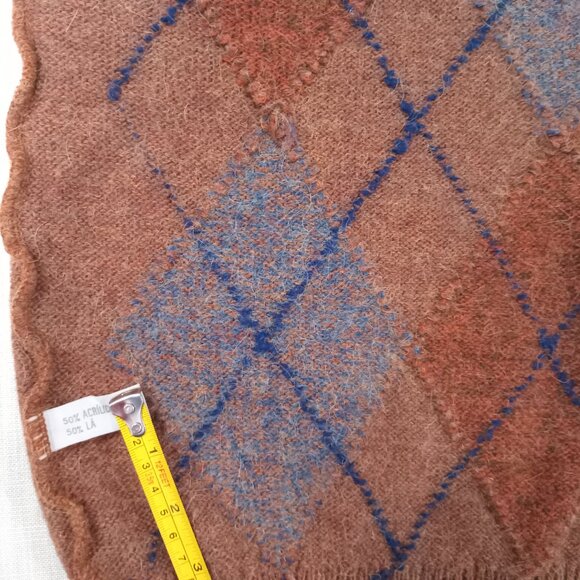 Men's Sleeveless Sweater Vest Brown Gray Argyle Cozy Warm Italy Size XXL - Picture 6 of 6